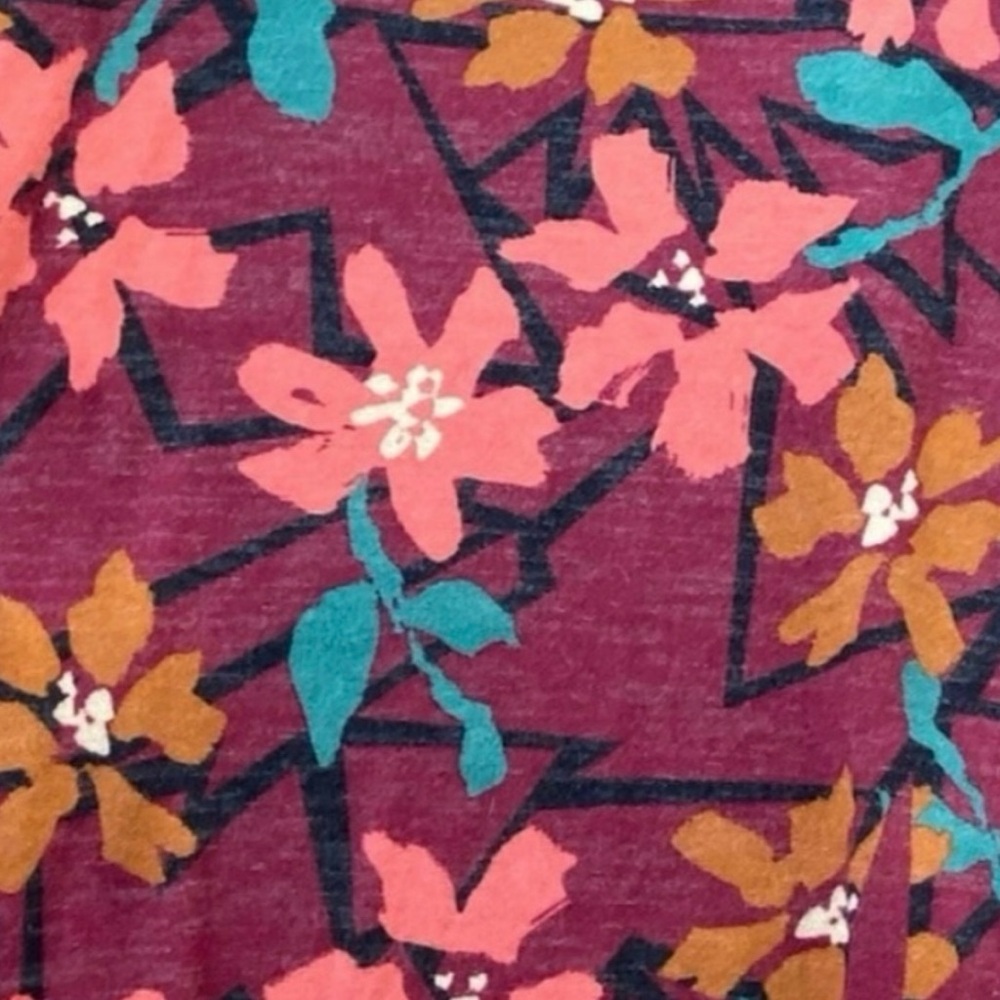 LuLaRoe Sarah Long Duster Cardigan — Rust Floral Print, Size M - Picture 6 of 7